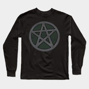 Grey Stone Effect Pentagram Long Sleeve T-Shirt